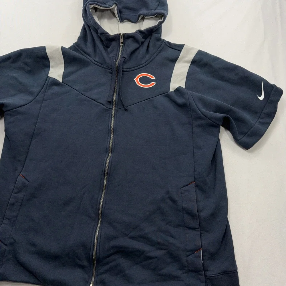 Nike Hoodie Chicago Bears NFL Onfield Full Zip Short Sleeve Navy Mens 3XL